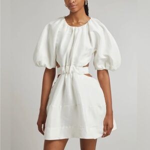 Aje White Puff Sleeve Mini Dress